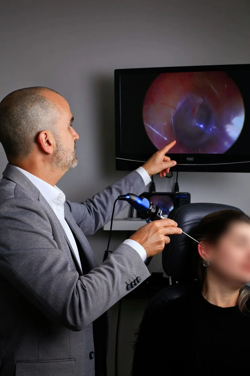 Otoendoscopia do ouvido.
